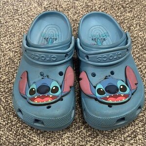 CROCS Kids Blue Stitch Clogs with Pink Ear Accents